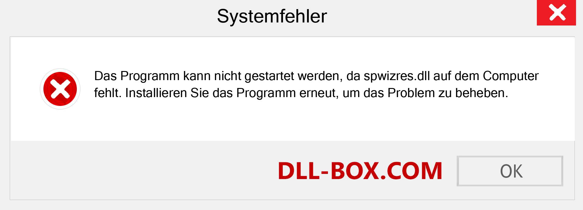 spwizres.dll-Datei fehlt?. Download für Windows 7, 8, 10 - Fix spwizres dll Missing Error unter Windows, Fotos, Bildern